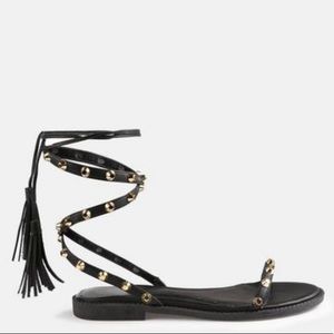 Black lace up gladiator sandals